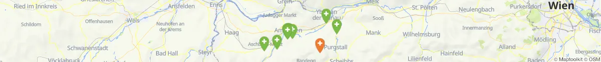 Kartenansicht für Apotheken-Notdienste in der Nähe von Neustadtl an der Donau (Amstetten, Niederösterreich)